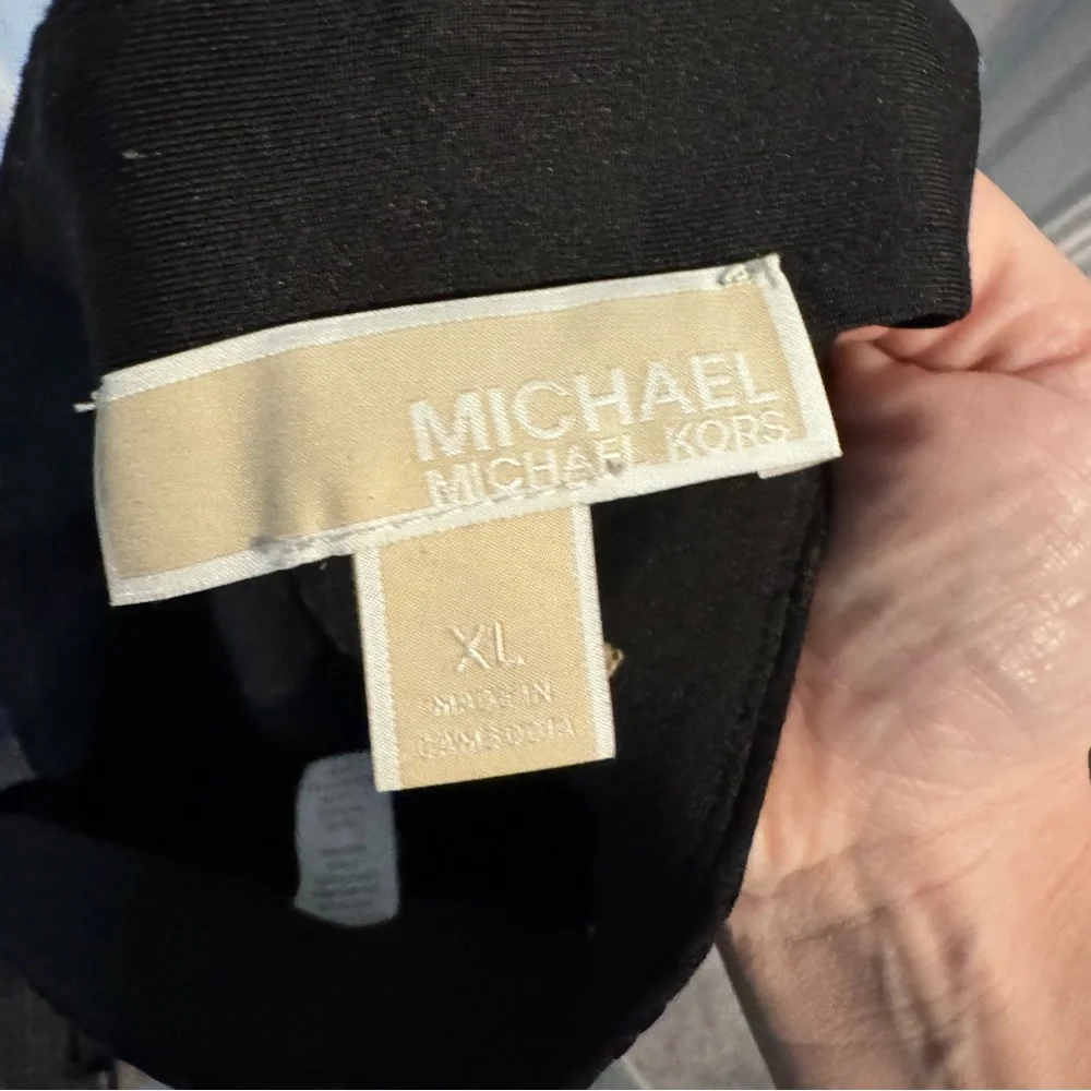 Michael Kors Black Leopard‎ Textured Pants XL Stretch Slim Ankle
